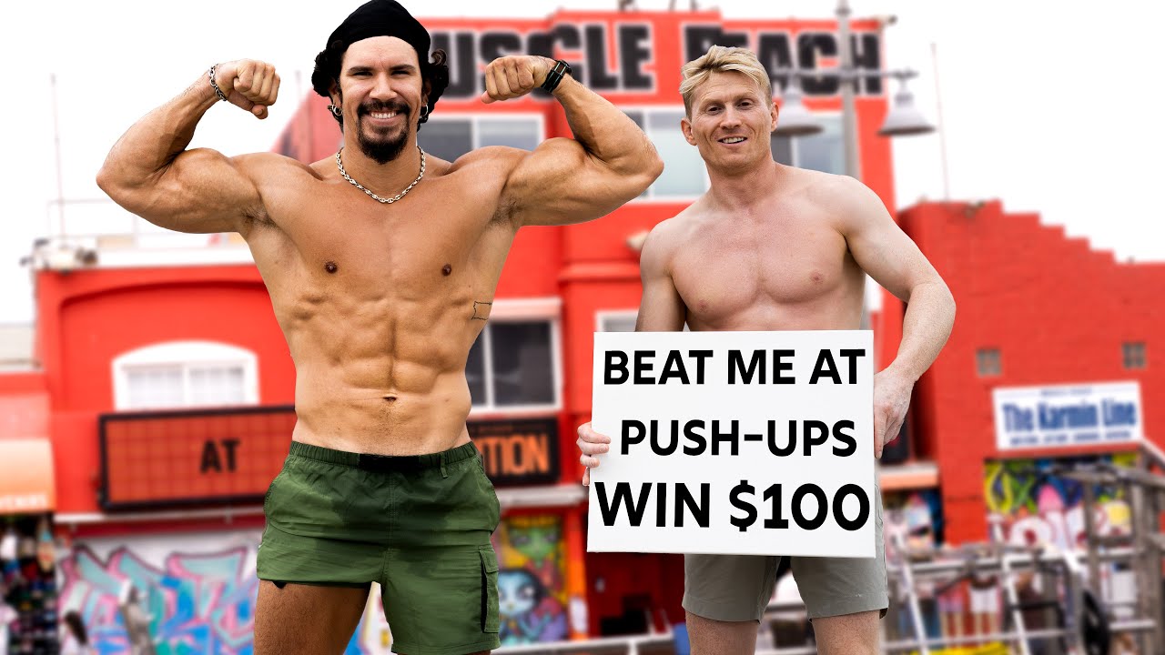 we challenged Body Builders at Muscle Beach