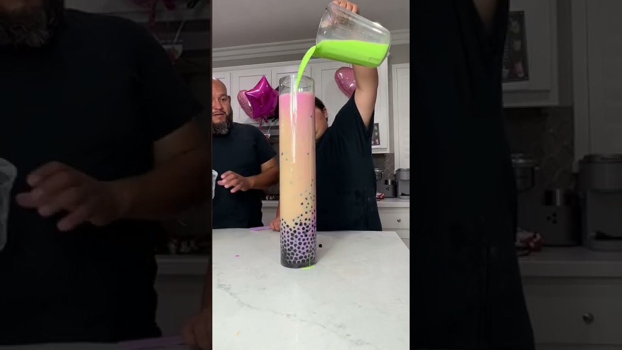 We made the worlds largest Boba tea! 💕💚￼