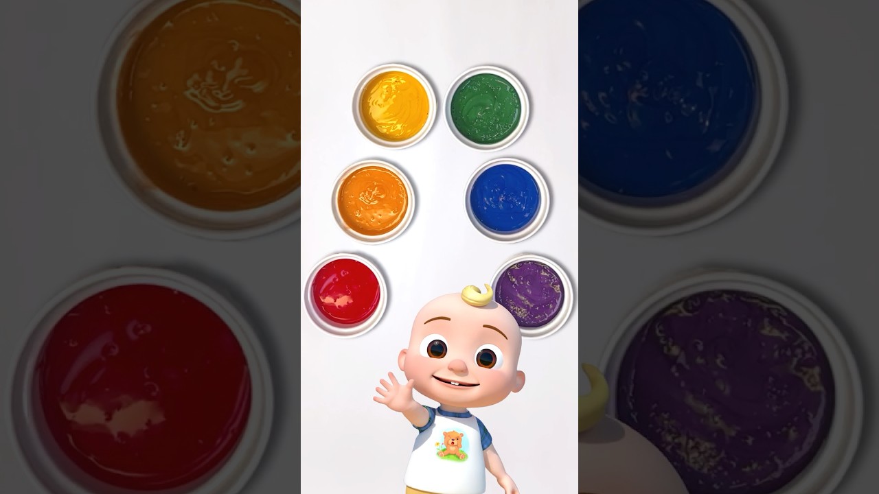 What Color does YELLOW🟡 + RED🔴 make?! Learn Color Mixing with Paint! #shorts #cocomelon