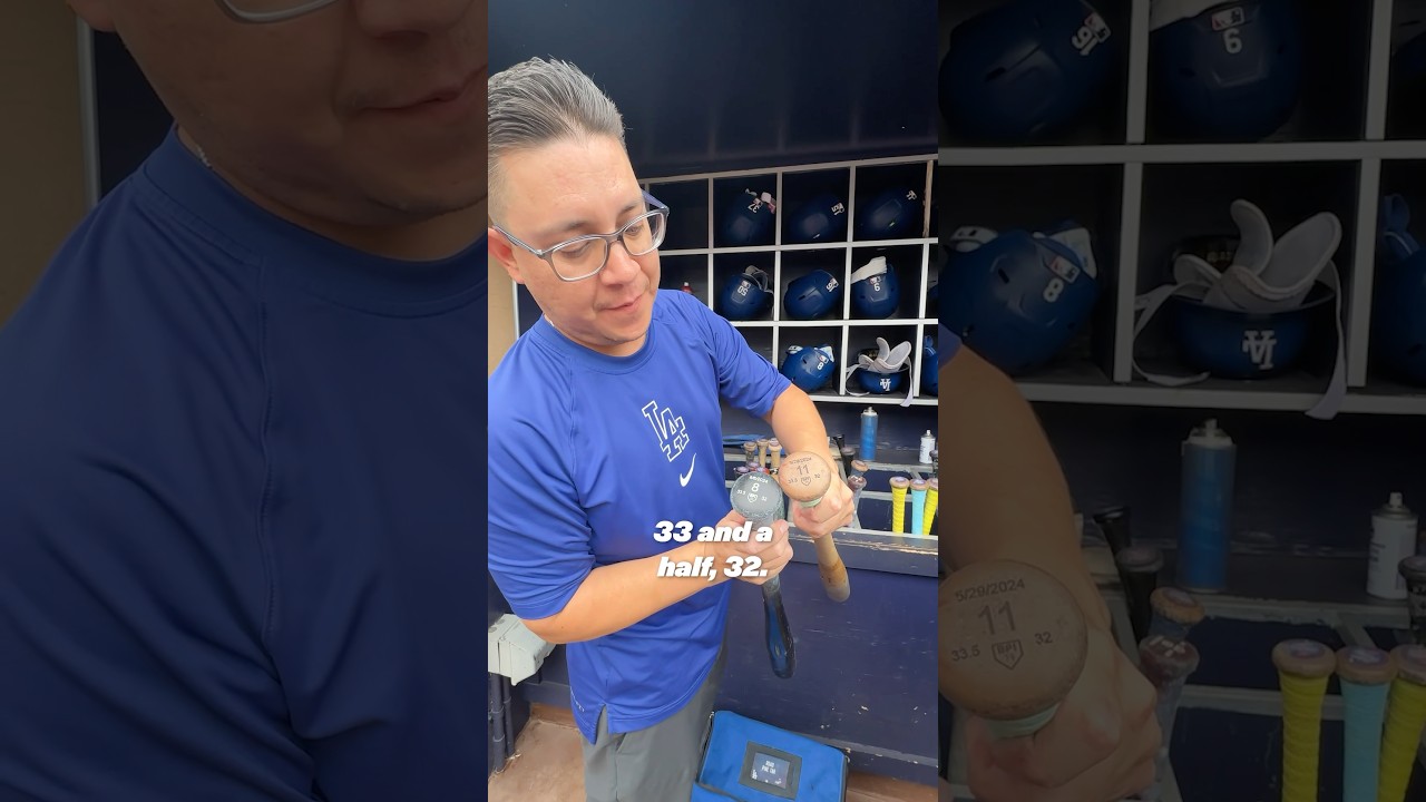 Who has the most bats? Who has the heaviest? Out Clubhouse Attendant Javi breaks it down! #dodgers