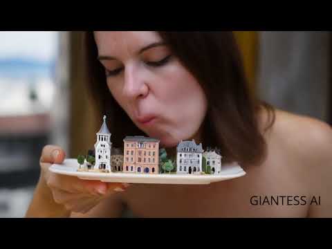 Woman chewing house - GIANTESS VORE AI