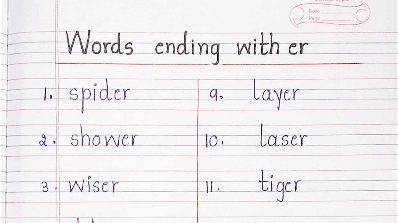Words ending with er