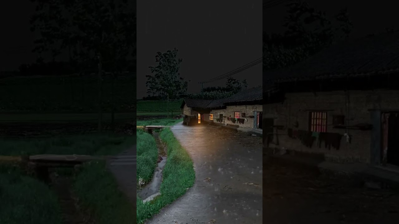 Yağmurlu bir gece 🌧 #gece #yağmur #yağmurlu #manzara #köy
