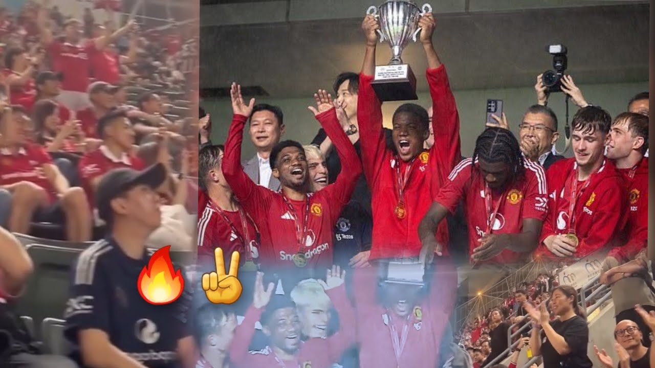 Yess!! Manchester United has  LIFTED the trophy ✌️, Man United vs Hong Kong,  Chido Obi lifts